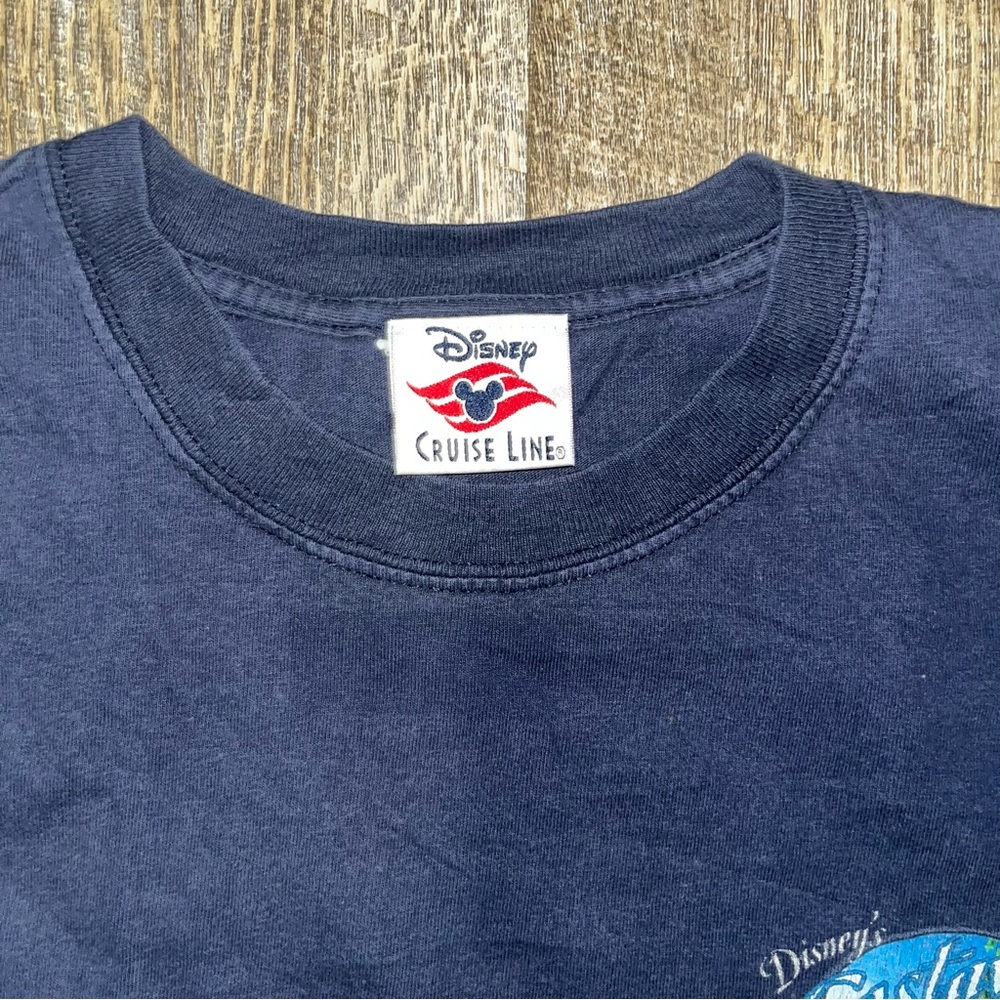 Vtg Y2k Disney Surf Cruise Line Shirt L Castaway Cay Mickey Mouse Graphic Blue - Picture 4 of 6